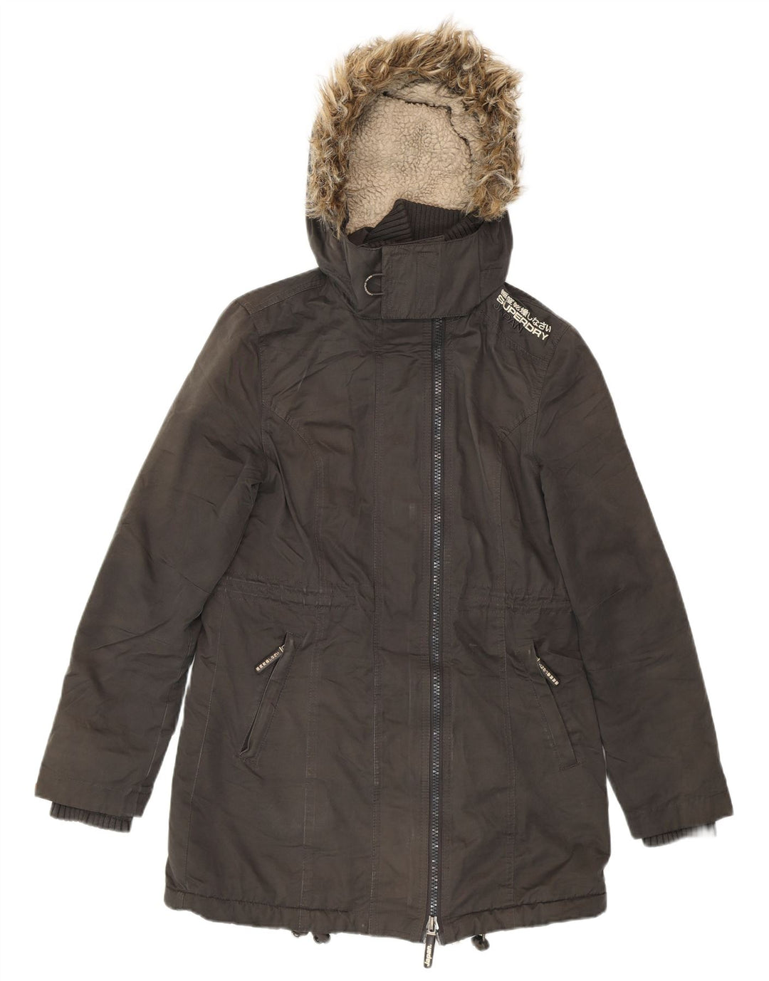 SUPERDRY Damska kurtka wiatrówka Graphic Parka UK 14 Medium Grey