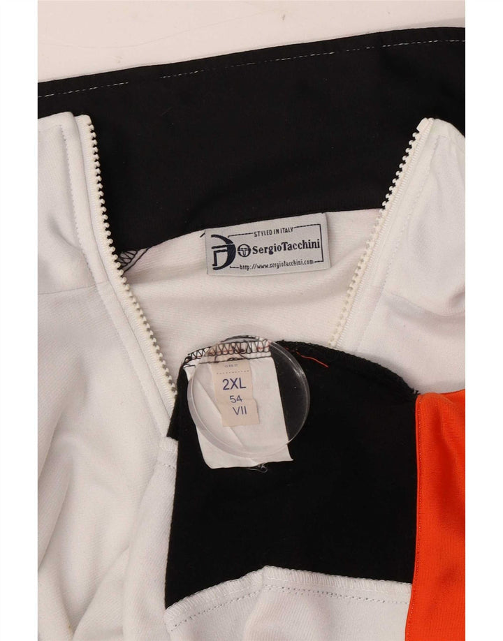 Męska kurtka dresowa Sergio Tacchini 2XL Biały poliester z blokami kolorów