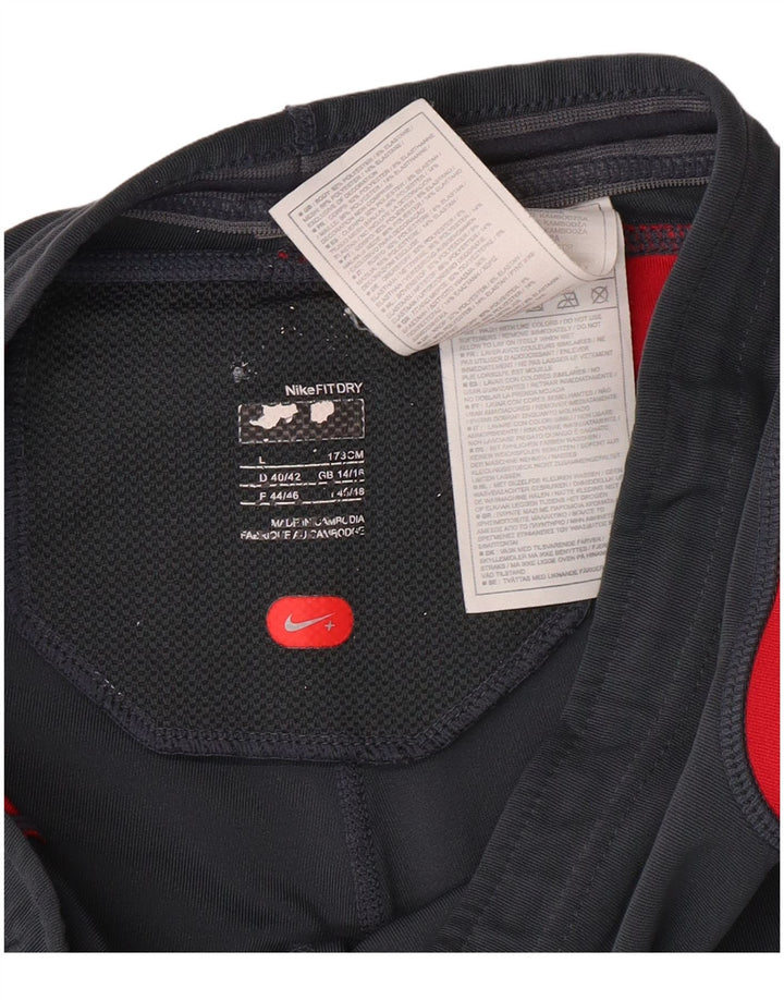 Damskie spodenki sportowe NIKE Bermudy UK 14/16, duże, szare, z blokami kolorów