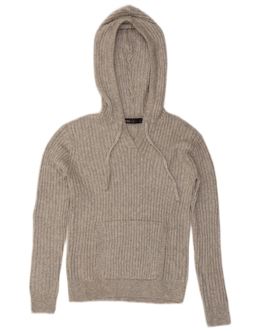 Marks & Spencer Damski sweter z kapturem, UK 6 XS, szary poliester