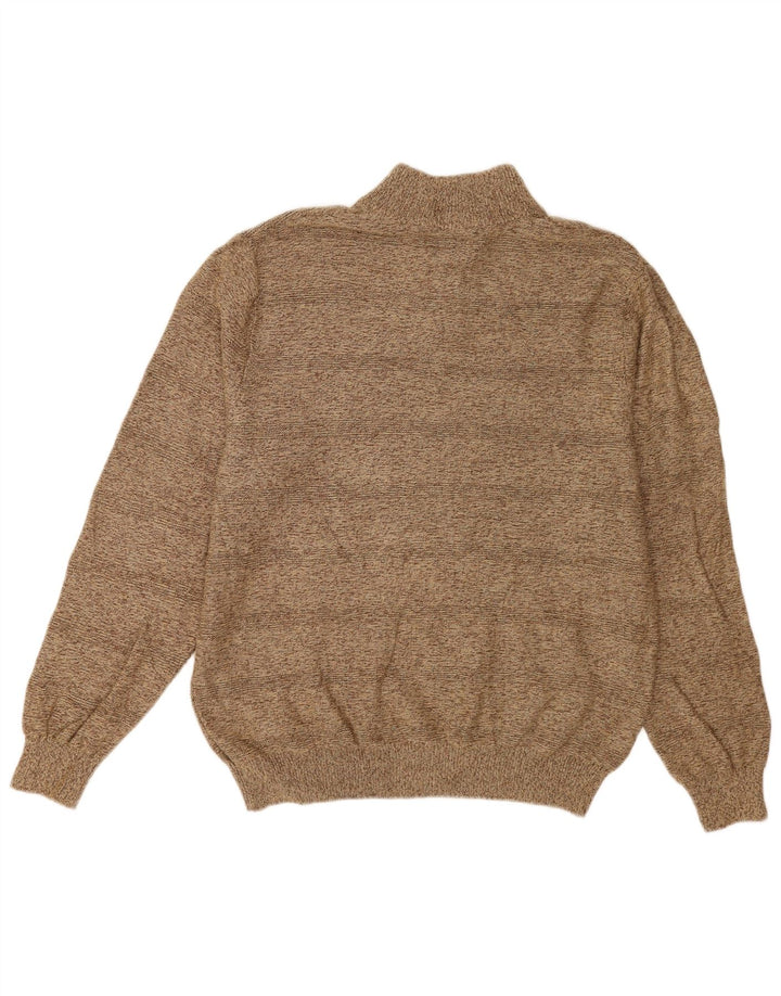 Męski sweter zapinany na guziki Chaps, duży, brązowy, bawełniany