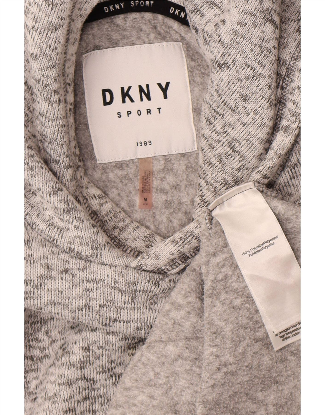 Męski sweter z kapturem Dkny, średnio szary, nakrapiany poliester