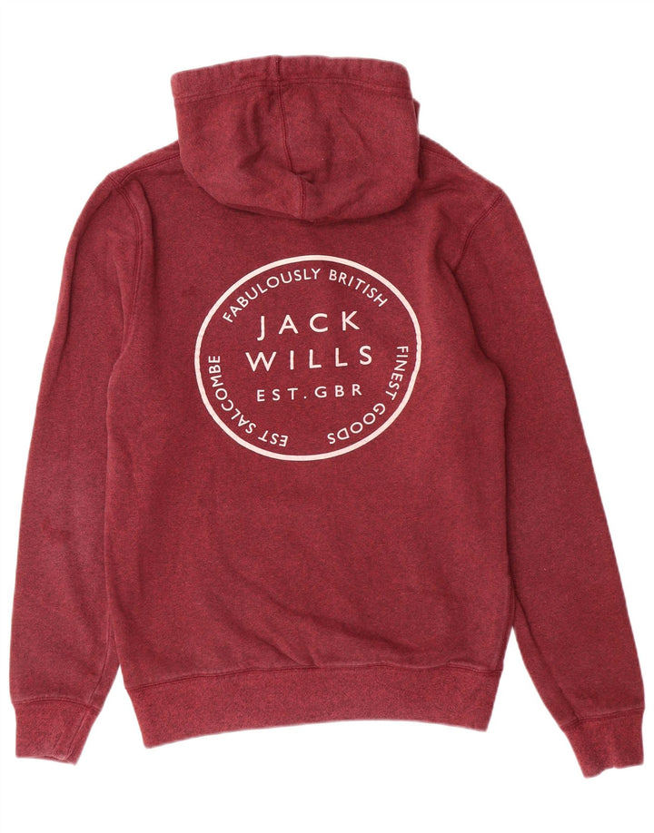 JACK WILLS Męski sweter z kapturem i grafiką, mały, bordowy, z bawełny w plamki