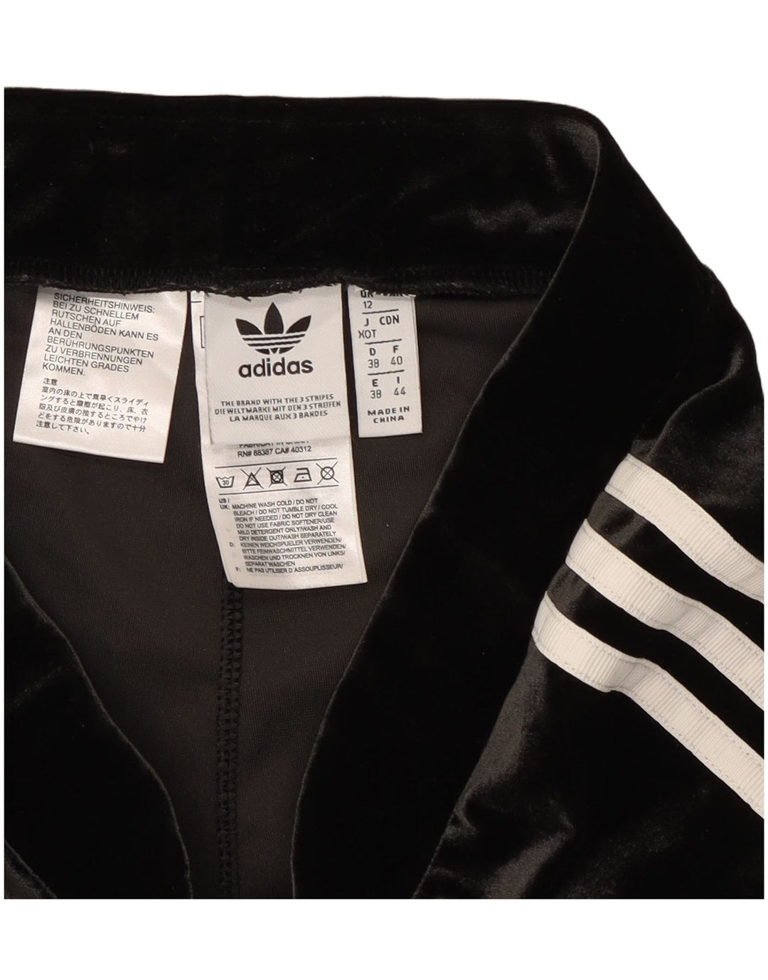 Damskie legginsy Adidas welurowe UK 12, średni czarny poliester