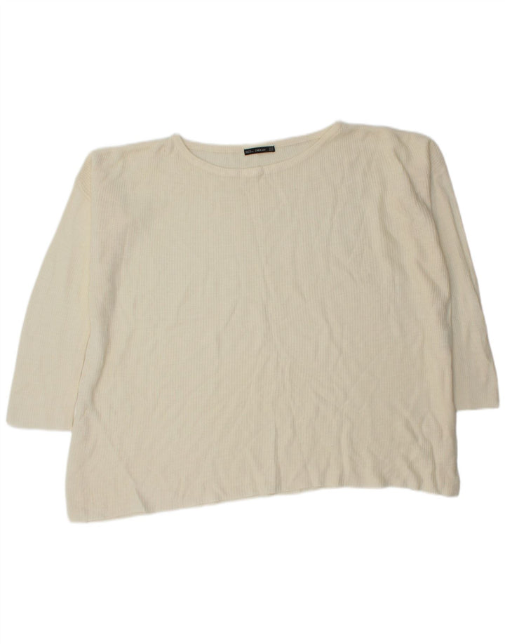 Damski sweter oversize Zara z dekoltem w łódkę UK 14, średni złamanej bieli