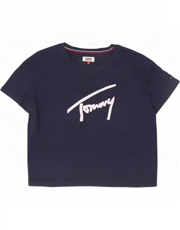Damska koszulka Crop Graphic Tommy Hilfiger Top UK 10, mała, granatowa