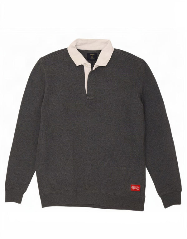 Męski sweter Superdry z golfem, mały, szary, z blokami kolorów, bawełniany