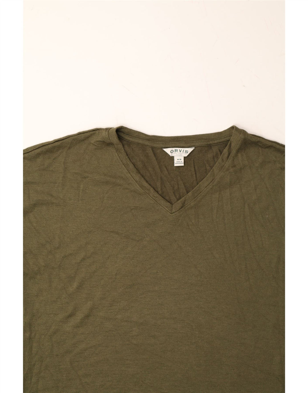 ORVIS Womens T-Shirt Top UK 14 Medium Khaki Polyester Vintage Orvis and Second-Hand Orvis from Messina Hembry 