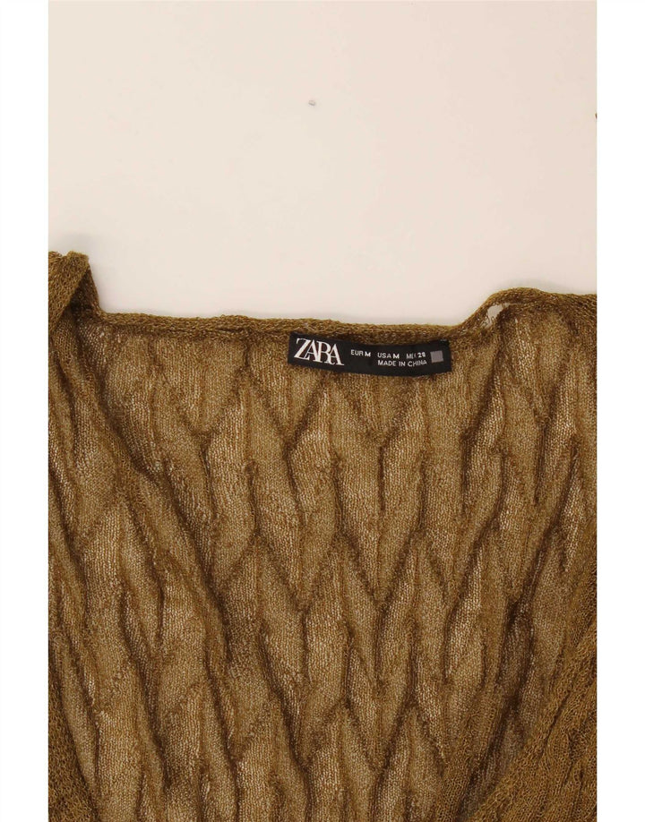 Damski sweterek Zara Crop Cardigan UK 14 Medium Khaki