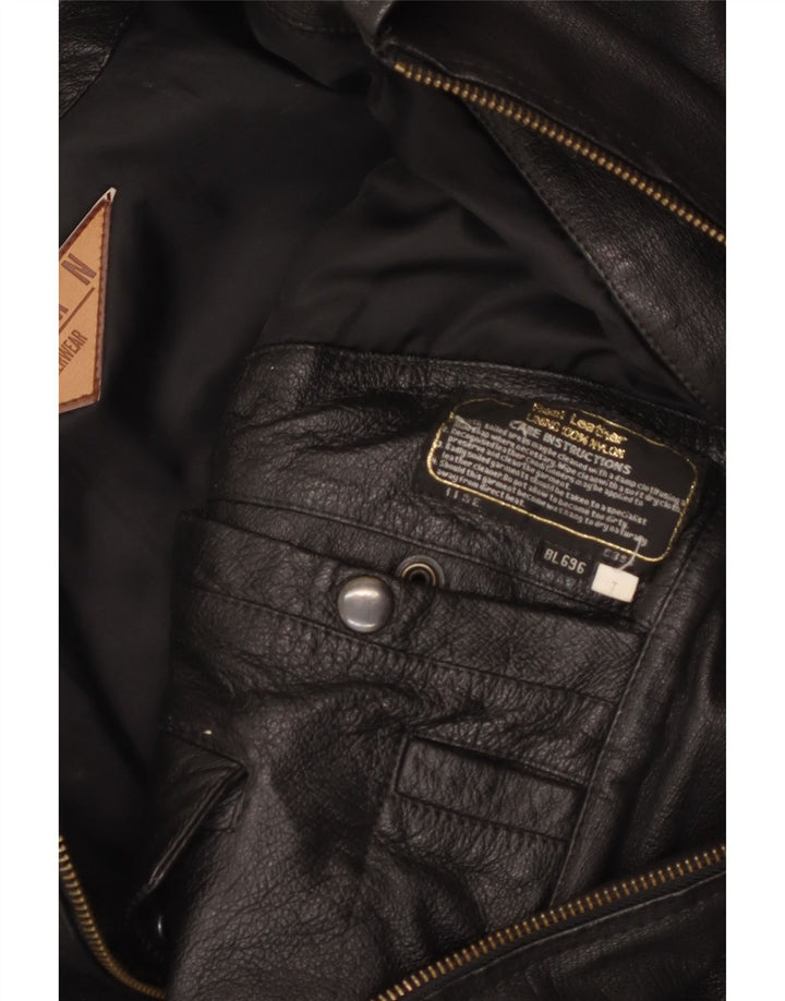 Męska kurtka skórzana MILAN UK 40, duża czarna skóra