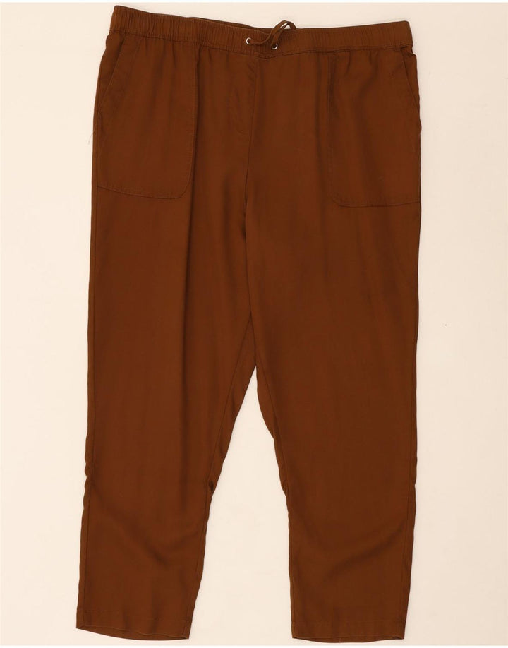 CALVIN KLEIN Womens Slim Cropped Trousers W38 L27 Brown Lyocell Vintage Calvin Klein and Second-Hand Calvin Klein from Messina Hembry 
