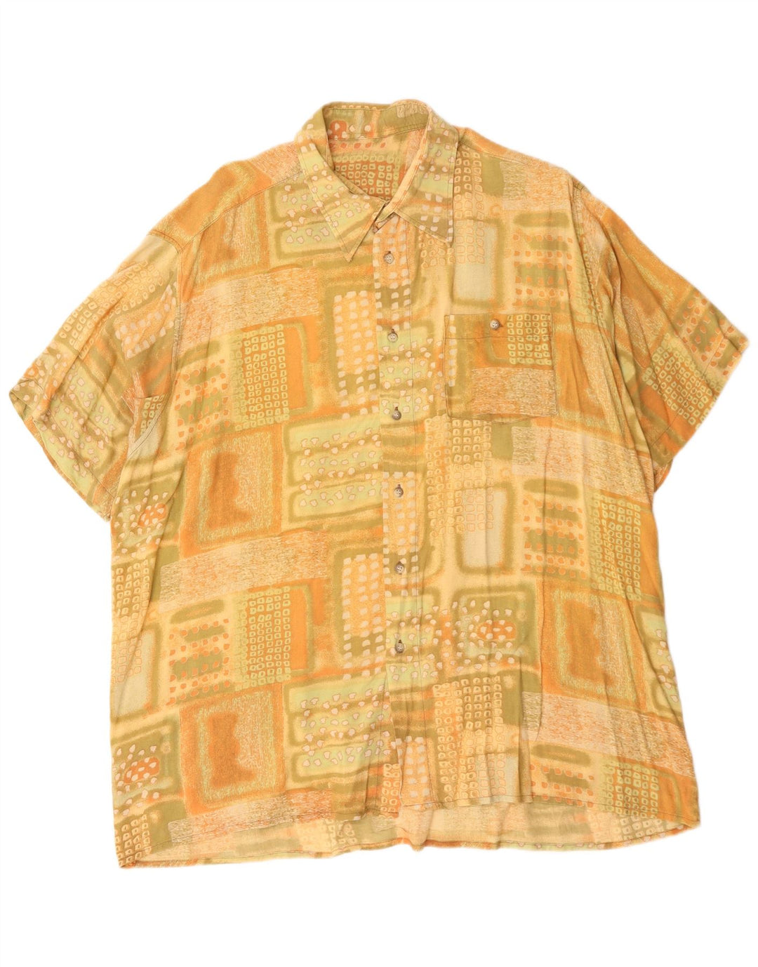 Vintage męska koszula z krótkim rękawem XL, żółta, geometryczna