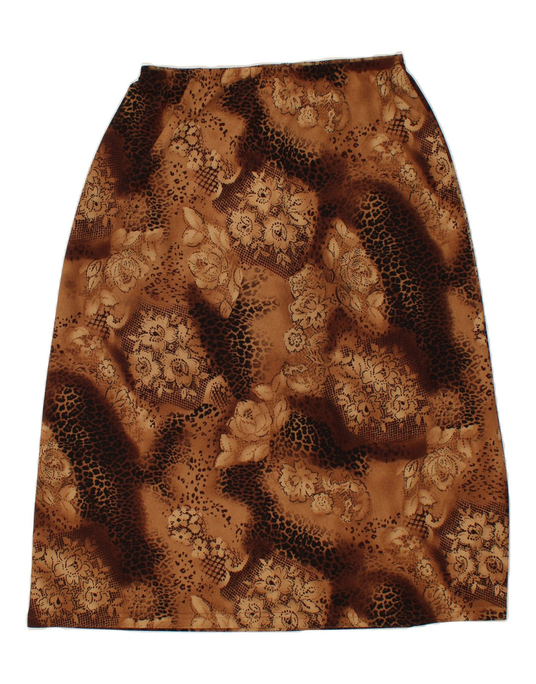 VINTAGE Womens A-Line Skirt XL W36  Brown Floral Polyester Vintage Vintage and Second-Hand Vintage from Messina Hembry 