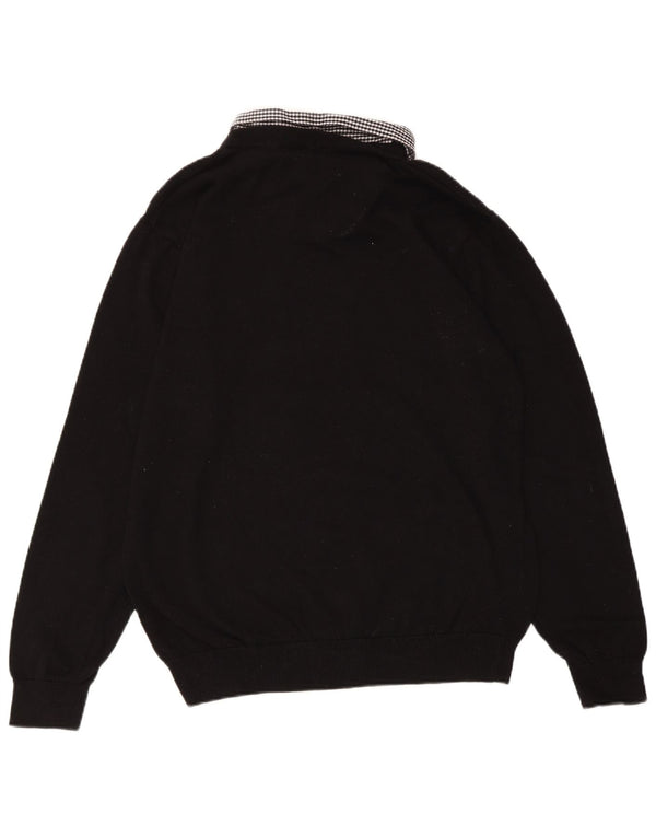 PIERRE CARDIN Damski sweter z dekoltem w kształcie litery V, UK 18 XL, bawełniany w czarną kratkę