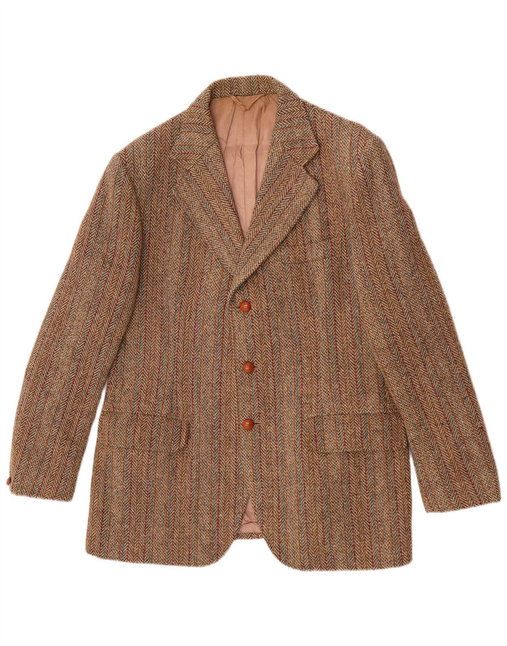 Męska marynarka zapinana na 3 guziki Harris Tweed UK 38 Średnia zielona jodełka