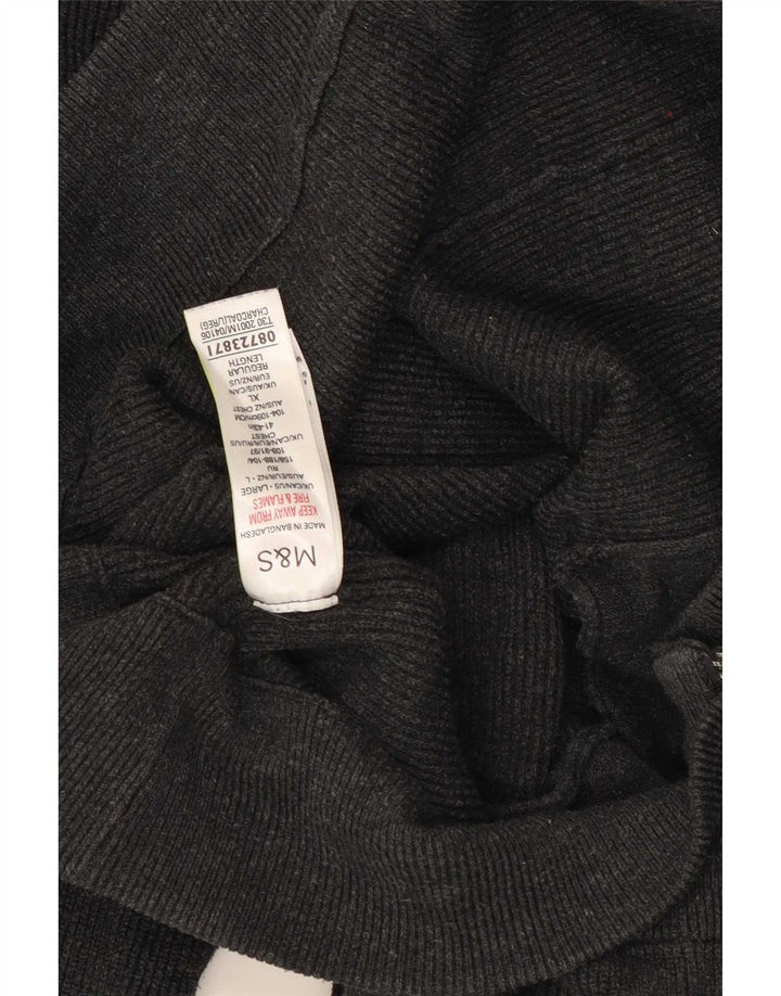 Marks & Spencer Męski sweter rozpinany, duży, szary, poliester