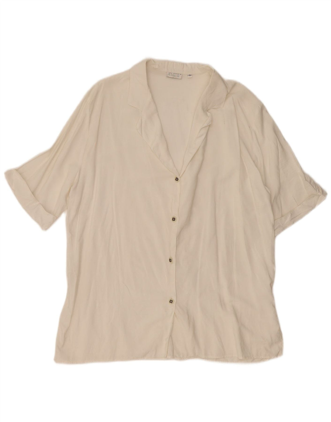 Bluzka damska z krótkim rękawem w stylu vintage, UK 18 XL, biała