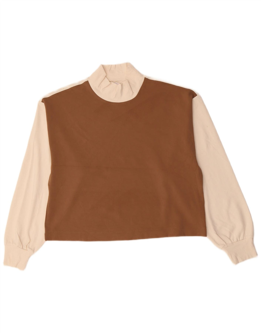 Damski krótki top Athleta z długim rękawem, UK 14, nylon w kolorze średniego brązu