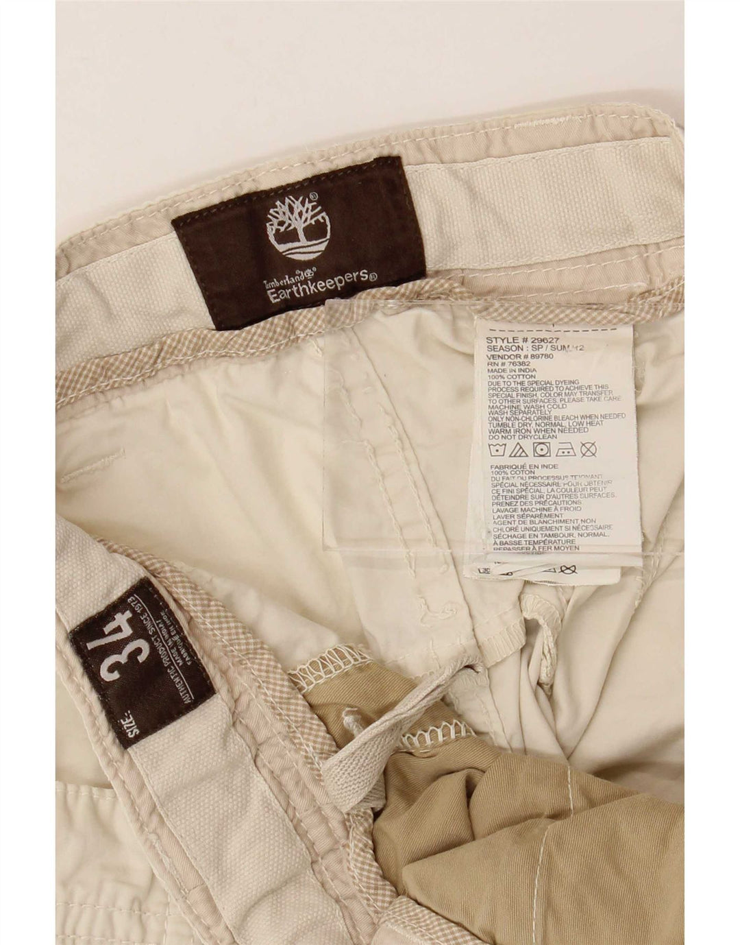 Męskie spodenki Chino Timberland W34, duże, szare, bawełniane