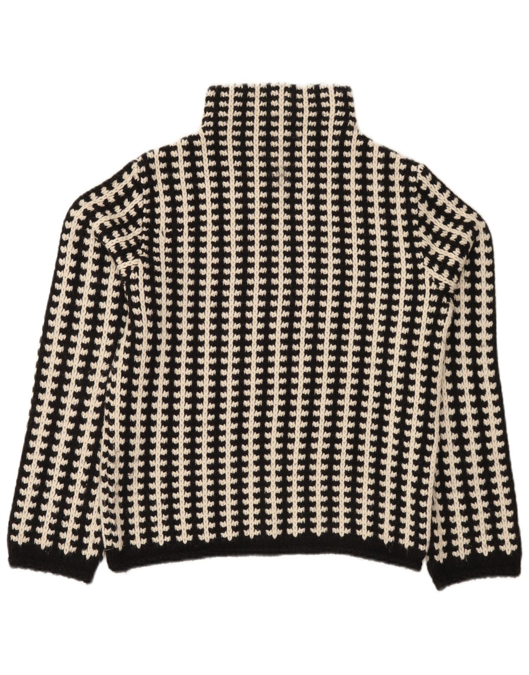Sweter damski w stylu vintage z golfem EU 38/40, średnie czarne paski
