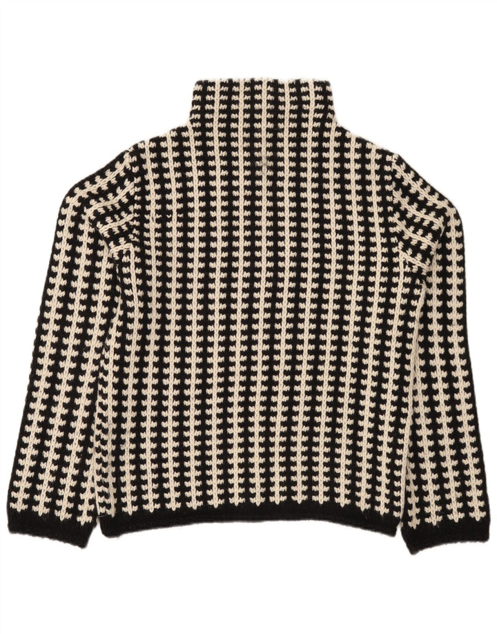 Sweter damski w stylu vintage z golfem EU 38/40, średnie czarne paski