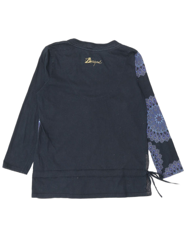 Desigual damski top graficzny z długim rękawem UK 18 XL granatowy w kwiaty