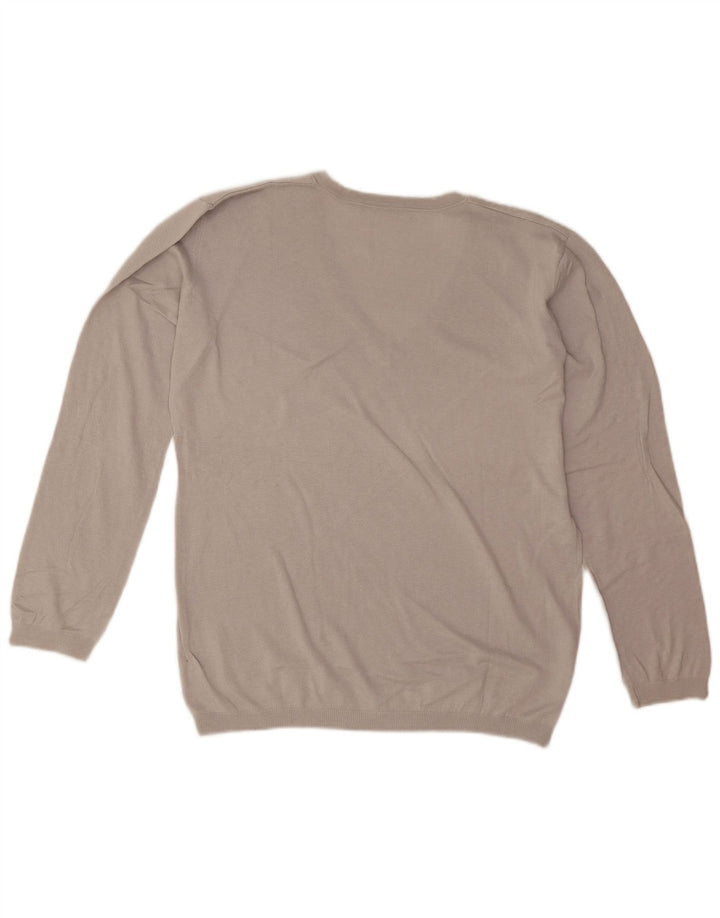 Lacoste Damski sweter z dekoltem w kształcie litery V, rozmiar 44, duży, szary, jedwabny