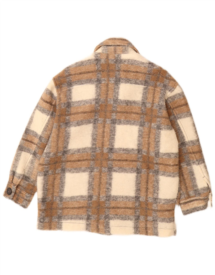 Damska kurtka oversize Zara Shacket UK 6 XS, wełniana w beżową kratkę