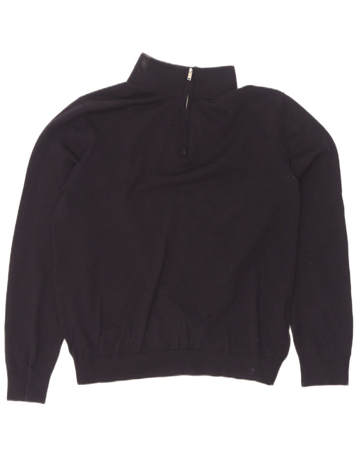 Męski sweter zapinany na zamek Reiss XL, czarna wełna
