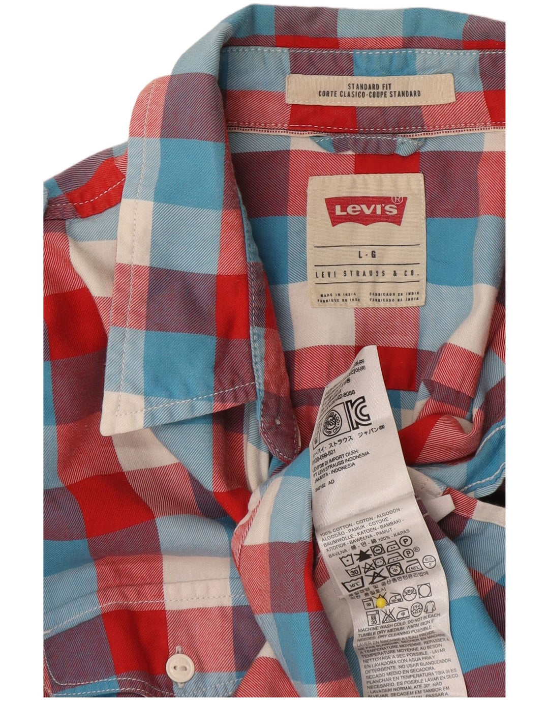 Koszula męska Levi's o standardowym kroju, duża, wielokolorowa, bawełniana w kratę
