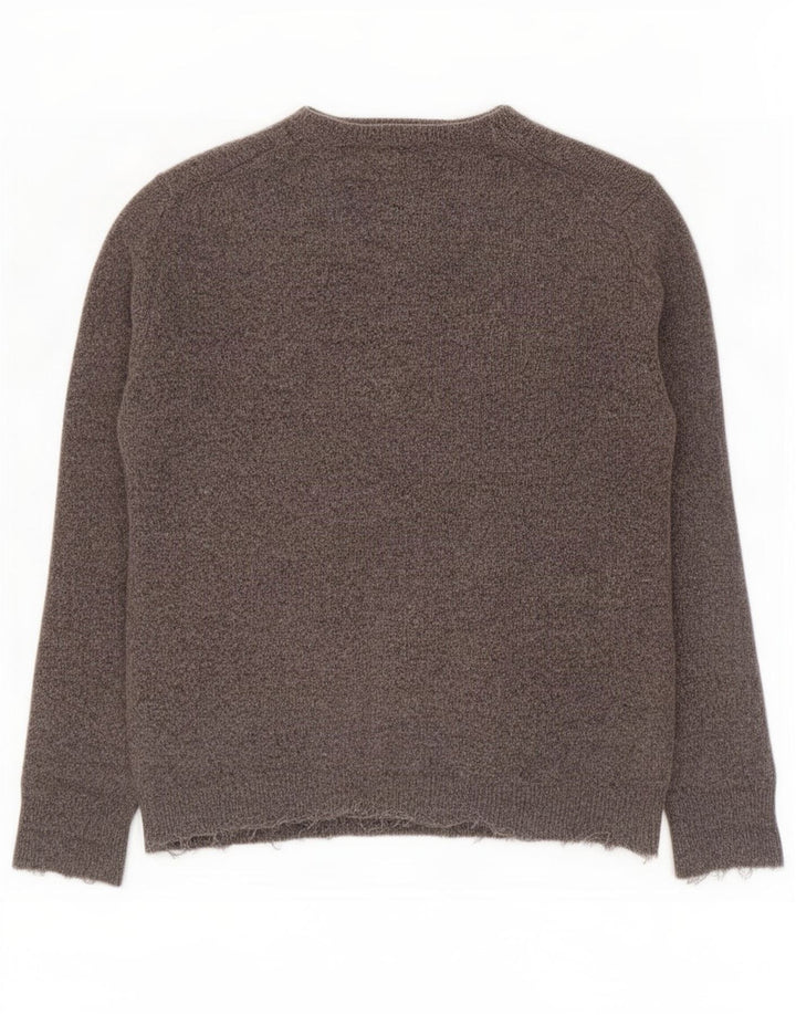 Męski sweter Barbour z okrągłym dekoltem, średnioszary, wełniany w cętki