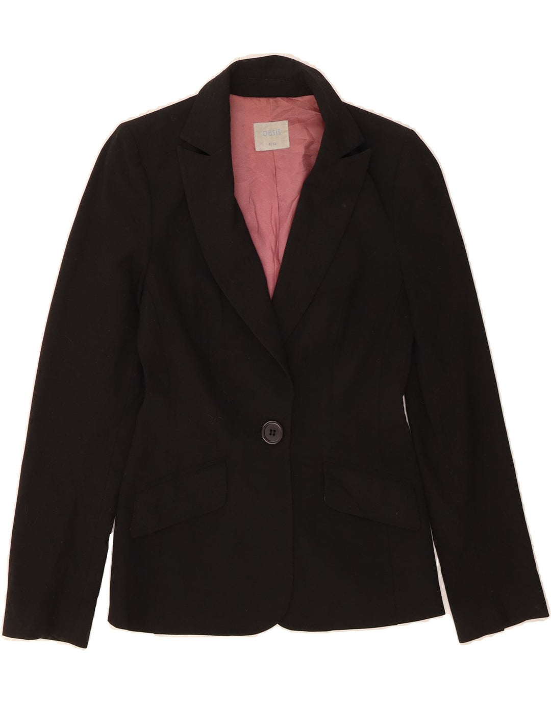 OASIS Womens 1 Button Blazer Jacket UK 8 Small  Black Polyester Vintage Oasis and Second-Hand Oasis from Messina Hembry 