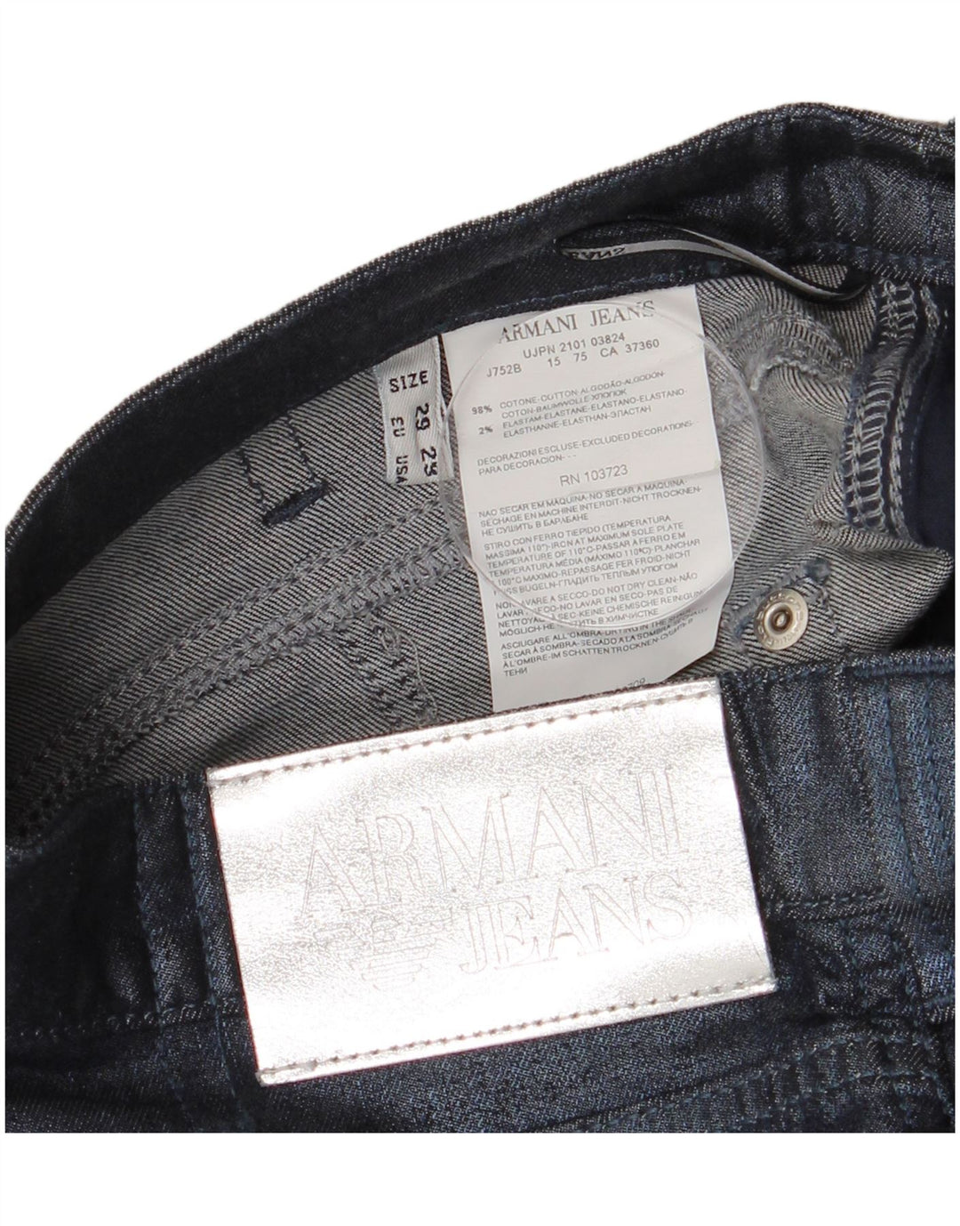 Damskie jeansy Armani Slim W29 L32 Granatowe bawełniane