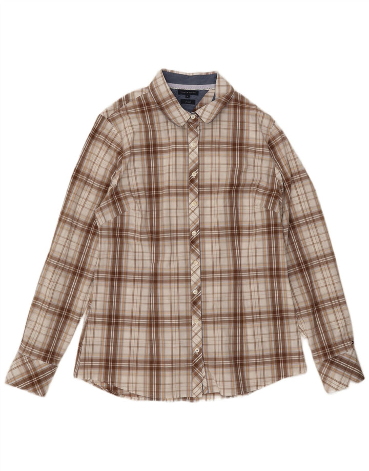 Koszula damska Tommy Hilfiger UK 14, bawełniana w średnią beżową kratkę