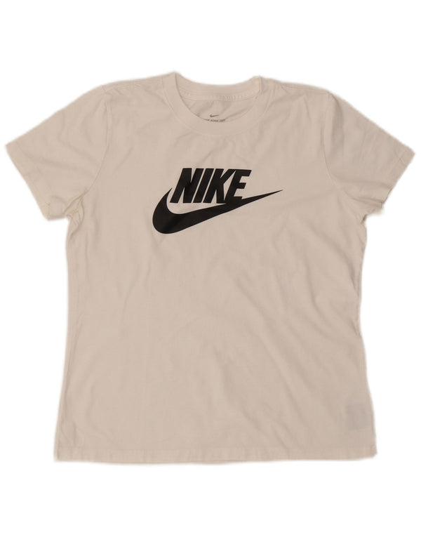 Damska koszulka z grafiką Nike Top UK 14 Średnia biała bawełna
