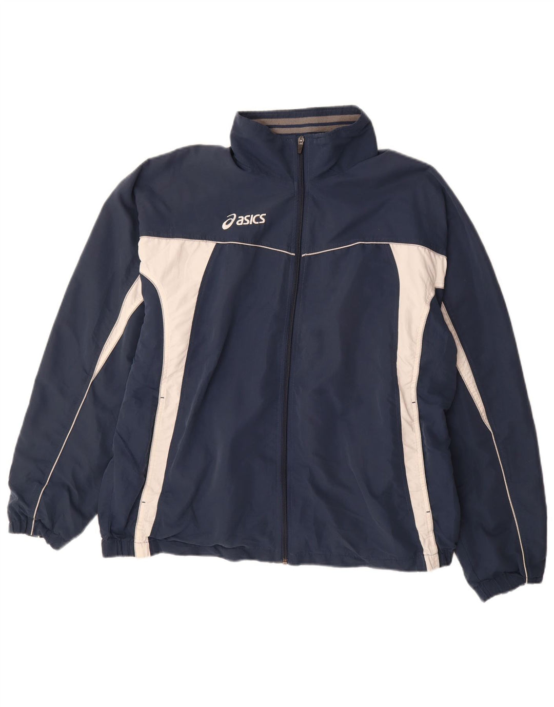 Męska kurtka dresowa ASICS XL, granatowa, poliester z blokami kolorów