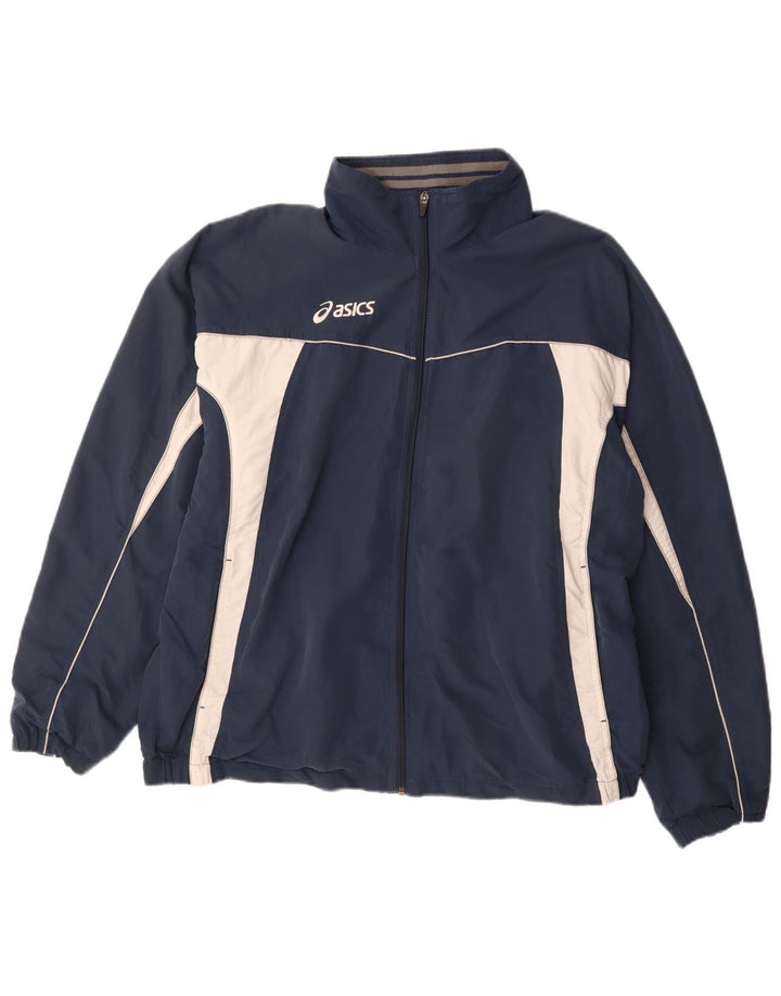 Męska kurtka dresowa ASICS XL, granatowa, poliester z blokami kolorów