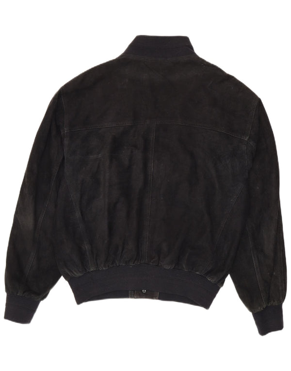 Vintage męska zamszowa kurtka bomber UK 40 duża czarna skóra