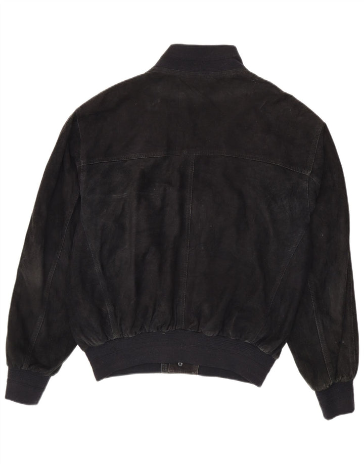 Vintage męska zamszowa kurtka bomber UK 40 duża czarna skóra