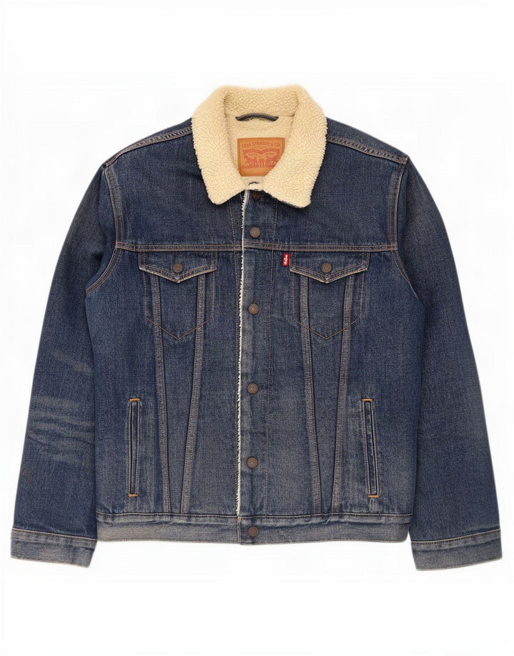 Męska kurtka dżinsowa Levi's Sherpa UK 40, duża niebieska bawełna