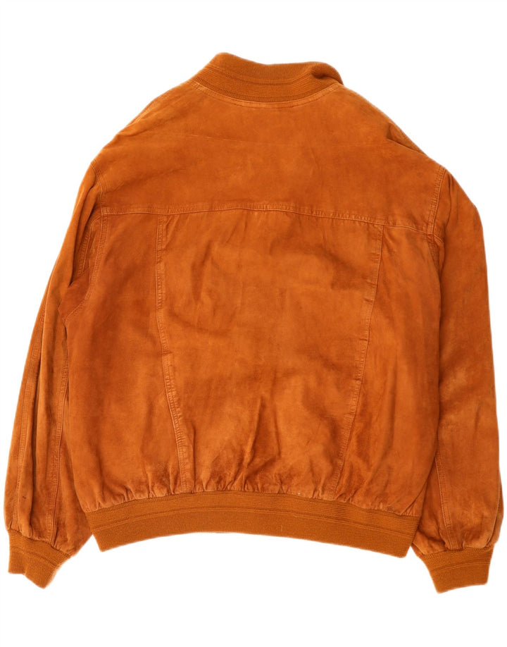 Vintage męska zamszowa kurtka bomber IT 52 XL brązowa skóra