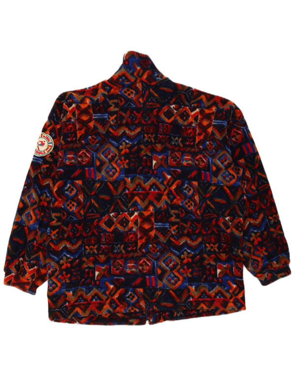 Męska kurtka polarowa o luźnym kroju w stylu vintage UK 36, mała, wielokolorowa, geometryczna