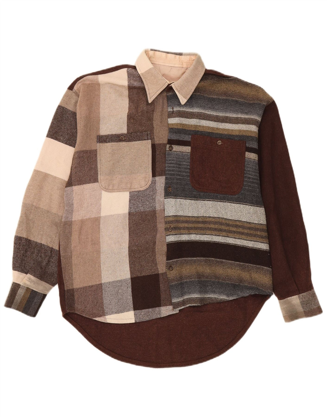 Męska koszula flanelowa w stylu vintage, duża, wielobarwna, z blokami kolorów
