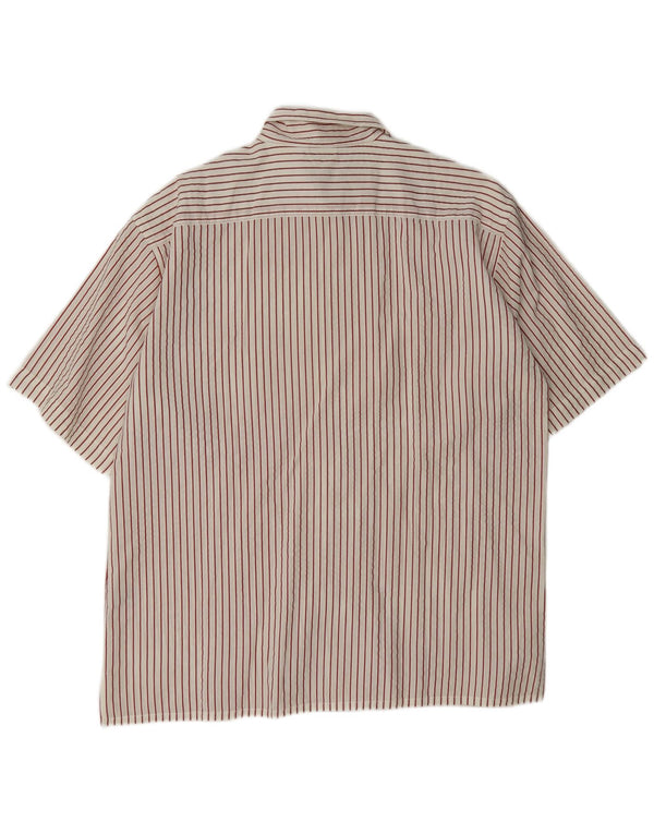 Vintage Mens Short Sleeve Shirt XL White Pinstripe Cotton
