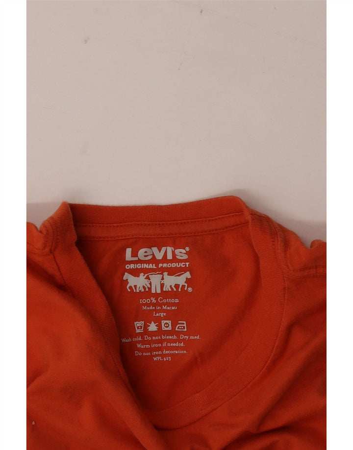 Męski T-shirt z grafiką Levi's, duży, pomarańczowy, bawełniany