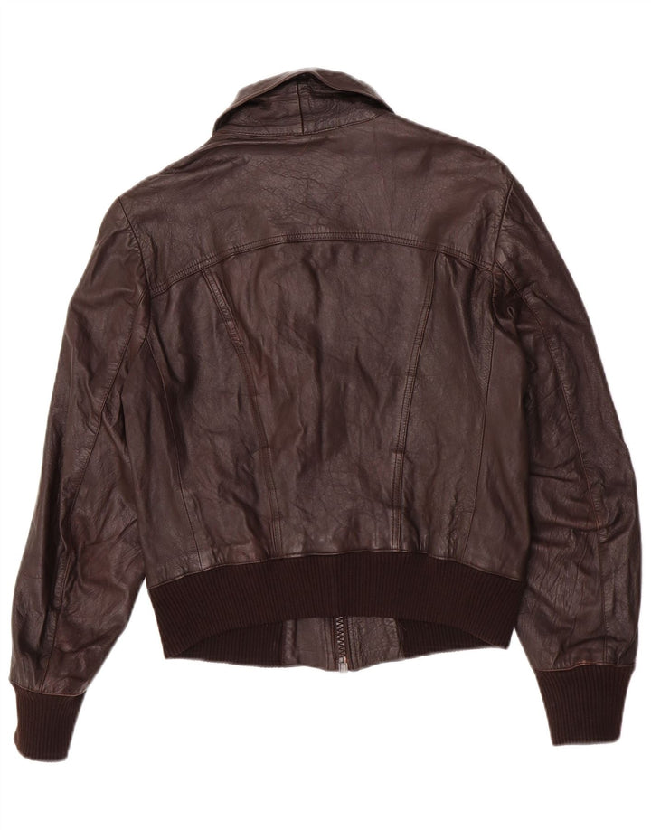 Vintage męska kurtka skórzana bomber IT 48 średnio brązowa skóra