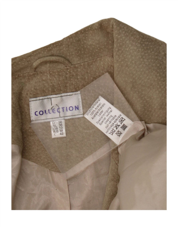 COLLECTION Womens Oversized Suede Jacket UK 10 Small  Beige Leather