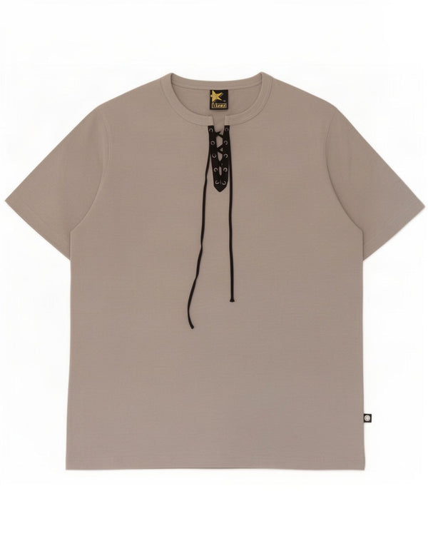 T-shirt męski w stylu vintage, średni szary poliester