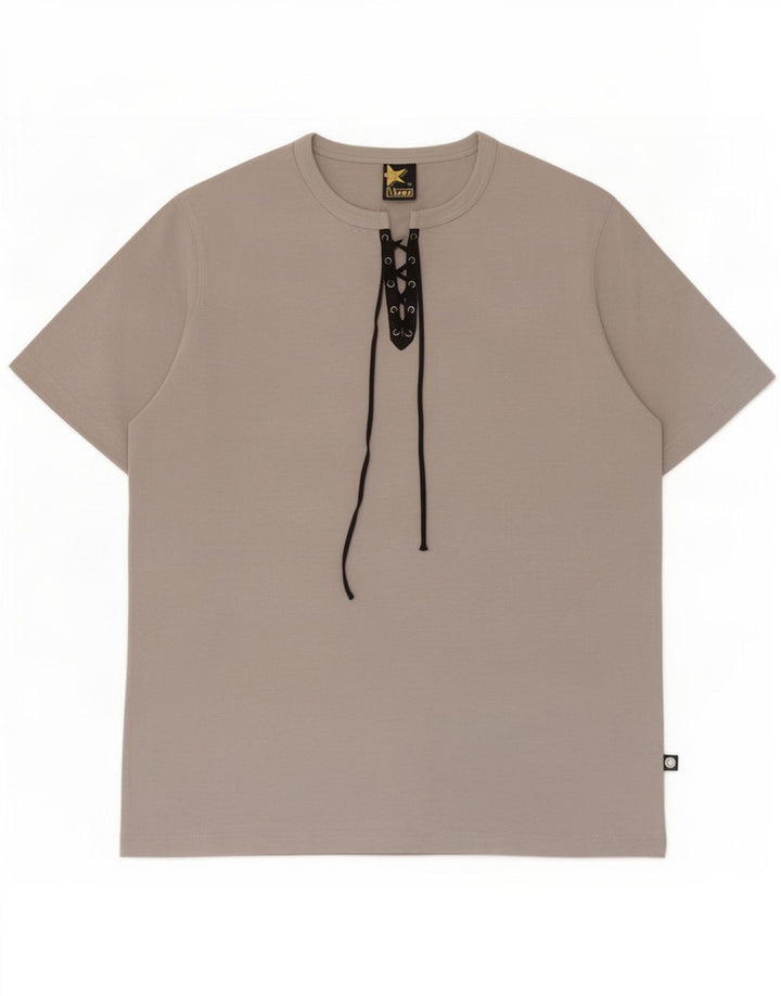T-shirt męski w stylu vintage, średni szary poliester
