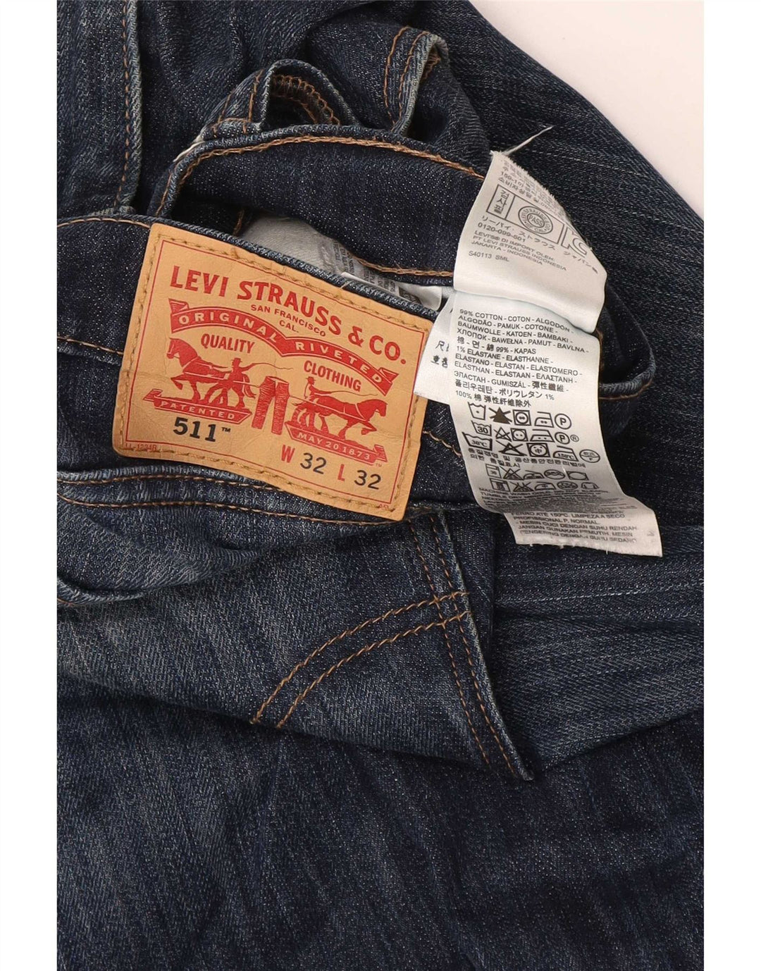 Męskie jeansy Levi's 511 Slim W32 L32 Granatowa bawełna